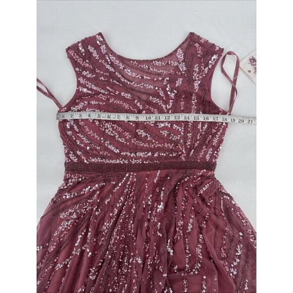 Mac Duggal Size 10 Pink 5445 Cap Sleeve Sequins Beaded Formal Prom Gown Dress - Picture 11 of 12